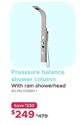 Bath Depot Presssure balance shower column With rain showerhead offer
