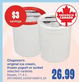 Wholesale Club ORIGINAL ICE CREAM, FROZEN YOGURT OR SORBET, 11.4 L offer