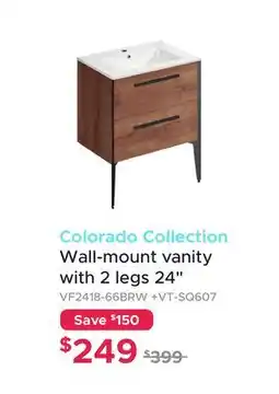 Bath Depot Colorado Collection Wall-mount vanity with 2 legs 24 offer