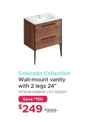 Bath Depot Colorado Collection Wall-mount vanity with 2 legs 24 offer