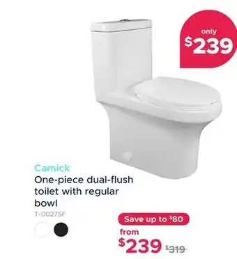 Bath Depot Camick One-piece dual-flush toilet with regular bowl offer