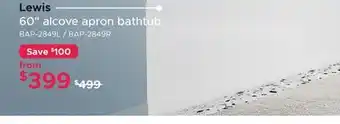 Bath Depot Lewis 60 alcove apron bathtub offer