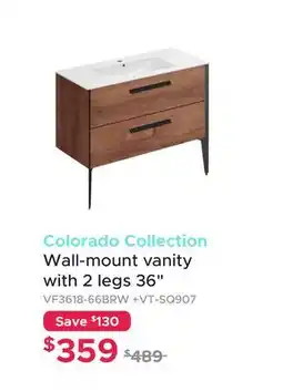 Bath Depot Colorado Collection Wall-mount vanity with 2 legs 36 offer