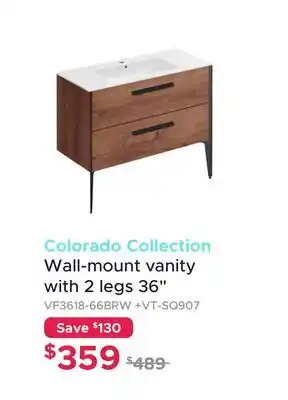 Bath Depot Colorado Collection Wall-mount vanity with 2 legs 36 offer