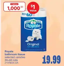 Wholesale Club ROYALE BATHROOM TISSUE, 30=60 rolls offer