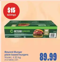 Wholesale Club PLANT-BASED BURGERS, 4.53 kg offer