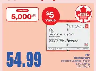 Wholesale Club BEEF BURGERS, 4.54/4.59 KG offer