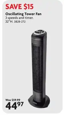 Home Hardware Oscillating Tower Fan offer