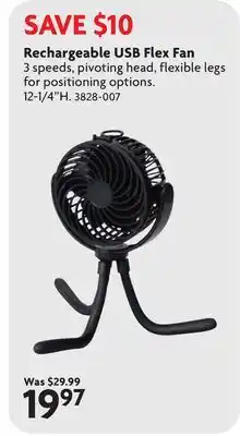 Home Hardware Rechargeable USB Flex Fan offer