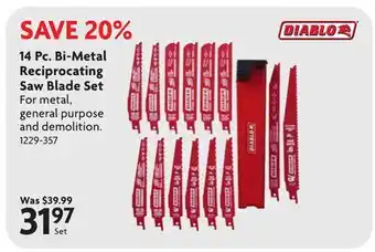 Home Hardware 14 Pc. Bi-Metal Reciprocating Saw Blade Set offer