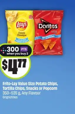 FreshCo Frito-Lay Value Size Potato Chips, Tortilla Chips, Snacks or Popcorn 350-535 g, Any Flavour offer