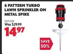 Home Hardware 6 PATTERN TURBO LAWN SPRINKLER ON METAL SPIKE offer