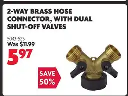 Home Hardware 2-way Brass Hose Connector, With Dual Shut-off Valves offer