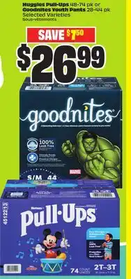FreshCo Huggies Pull-Ups 48-74 pk or Goodnites Youth Pants 28-44 pk offer