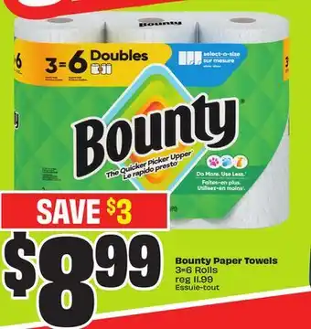 FreshCo Bounty Paper Towels 3=6 Rolls offer