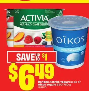 FreshCo Danone Activia Yogurt 12 pk or OÎkos Yogurt 650-750g offer