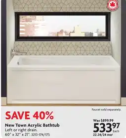Home Hardware New Town Acrylic Bathtub offer