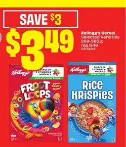 FreshCo Kellogg's Cereal Selected Varieties 269-365 g offer
