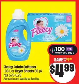 FreshCo Fleecy Fabric Softener 1.36 L or Dryer Sheets 80 pk offer