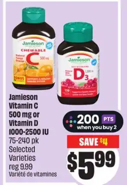 FreshCo Jamieson Vitamin C 500 mg or Vitamin D 1000-2500 IU 75-240 pk Selected Varieties offer