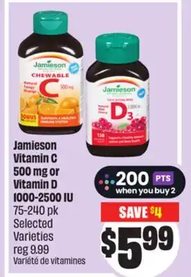 FreshCo Jamieson Vitamin C 500 mg or Vitamin D 1000-2500 IU 75-240 pk Selected Varieties offer
