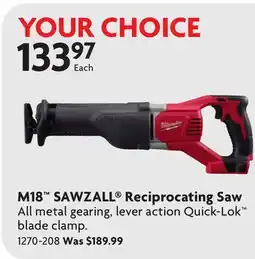 Home Hardware M18 SAWZALL Reciprocating Saw offer