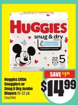 FreshCo Huggies Little Snugglers or Snug & Dry Jumbo Diapers 19-32 pk offer