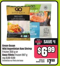 FreshCo Green Ocean Wild Argentinian Raw Shrimp Frozen 300 g or Basa Fillets Frozen 907 g offer