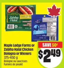 FreshCo Maple Lodge Farms or Zabiha Halal Chicken Bologna or Wieners 375-450 g offer