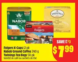FreshCo Folgers K-Cups 12 pk Nabob Ground Coffee 340 g Twinings Tea Bags 50 pk offer