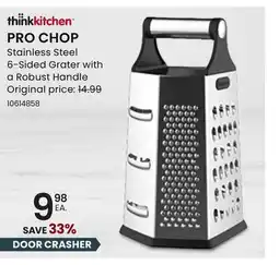 Stokes thinkkitchen PRO CHOP Stainless Steel 6-Sided Grater with a Robust Handle offer