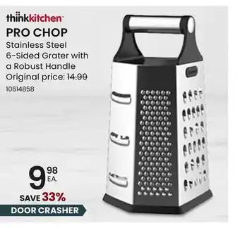 Stokes thinkkitchen PRO CHOP Stainless Steel 6-Sided Grater with a Robust Handle offer