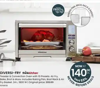 Stokes DIVERSI-FRY thinkkitchen Toaster & Convection Oven with 10 Presets offer