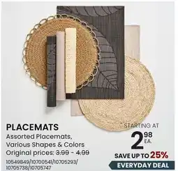 Stokes PLACEMATS offer
