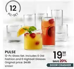 Stokes PULSE 12-Pc Glass Set. Includes 6 Old Fashion and 6 Highball Glasses offer