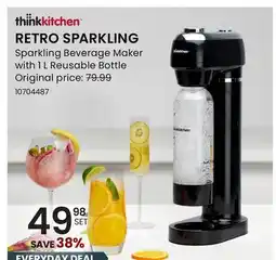 Stokes RETRO SPARKLING Sparkling Beverage Maker with 1 L Reusable Bottle offer