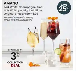 Stokes AMANO Red, White, Champagne, Pinot Noir, Whisky or Highball Glass offer