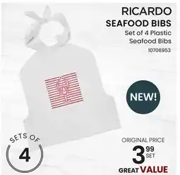 Stokes RICARDO SEAFOOD BIBS Set of 4 Plastic Seafood Bibs offer