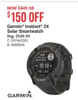 Cabela's Garmin Instinct 2X Solar Smartwatch offer