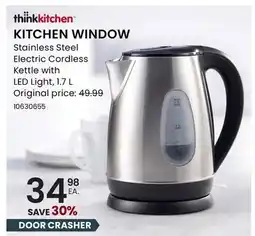 Stokes thinkkitchen KITCHEN WINDOW Stainless Steel Electric Cordless Kettle with LED Light offer