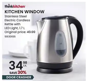 Stokes thinkkitchen KITCHEN WINDOW Stainless Steel Electric Cordless Kettle with LED Light offer