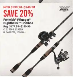 Cabela's Fenwick, Pflueger Nighthawk Combos offer