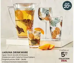 Stokes LAGUNA DRINKWARE Open Stock Acrylic Drinkware Collection with Colorful Floral Pattern offer