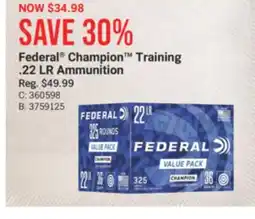 Cabela's Federal Champion Training. 22 LR Ammunition offer