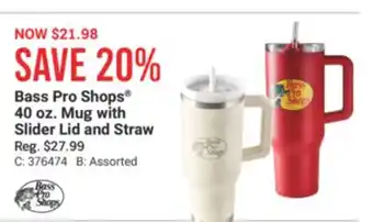 Cabela's Bass Pro Shops 40 oz. Mug with Slider Lid and Straw offer