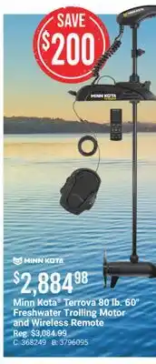 Cabela's Minn Kota Terrova 80 lb. 60 Freshwater Trolling Motor and Wireless Remote offer