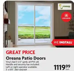 Home Hardware Oreana Patio Doors offer