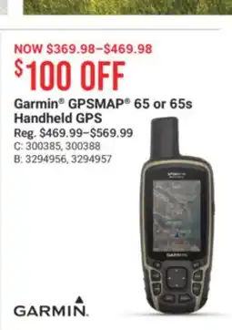 Cabela's Garmin GPSMAP 65 or 65s Handheld GPS offer