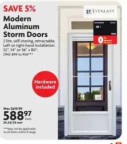 Home Hardware Modern Aluminum Storm Doors offer