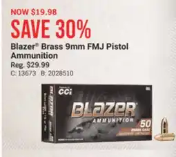 Cabela's Blazer Brass 9mm FMJ Pistol Ammunition offer